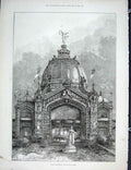 Original Old Antique Print Paris Exhibition Central Dome London 1889 Victorian
