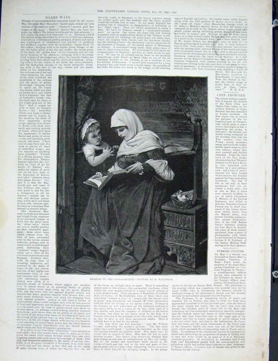 Original Old Antique Print Kaulbach Convalescent Fine Art 1889 19th