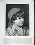 Original Old Antique Print Bianca Eugen Von Blaas Fine Art 1889 19th