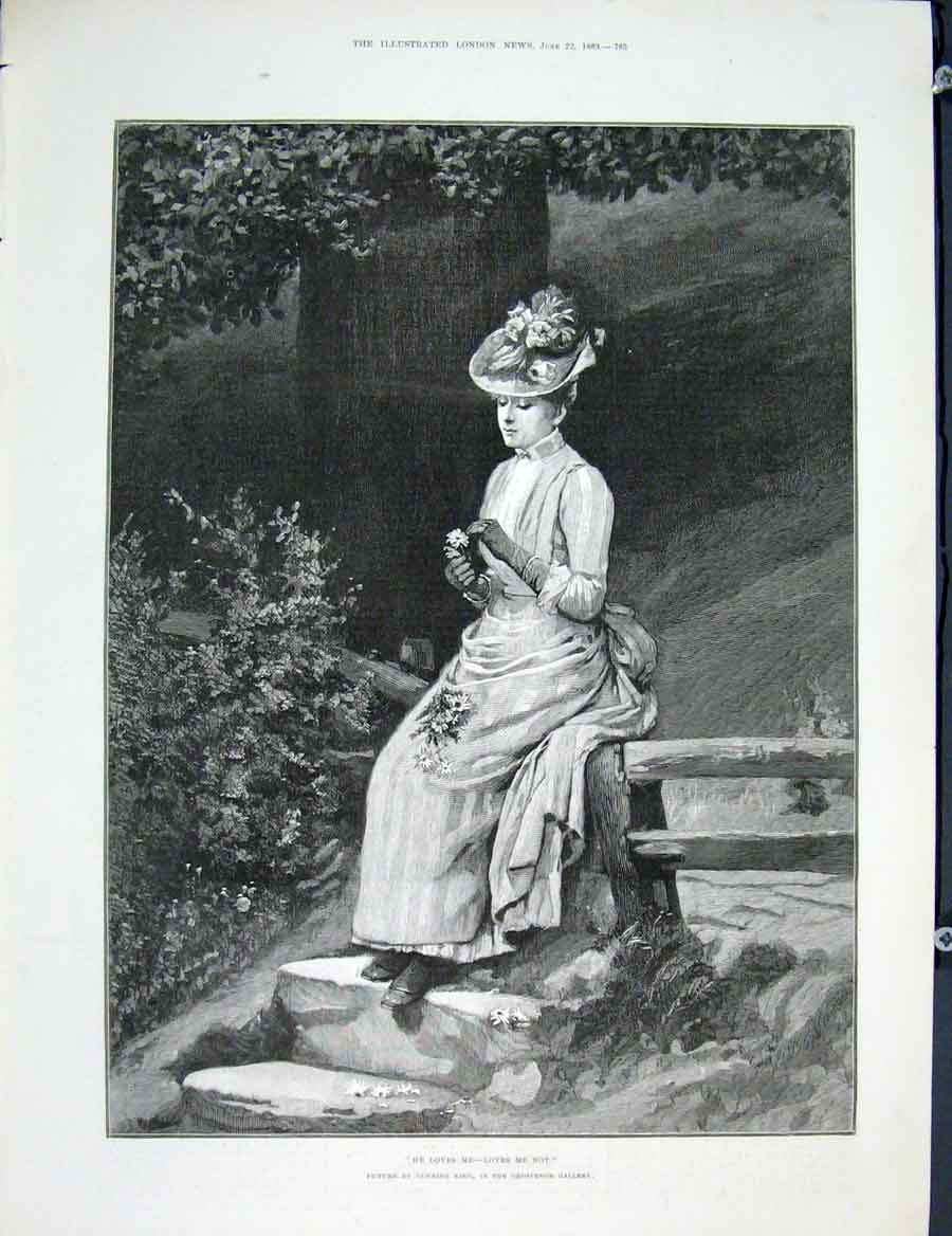 Old Antique Print Gunning King Grosvenor Gallery Love Lady Fine Art 1889 19th