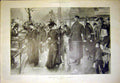 Original Old Antique Print Hurst Fine Art 1899 Between Two Fires Street Scene