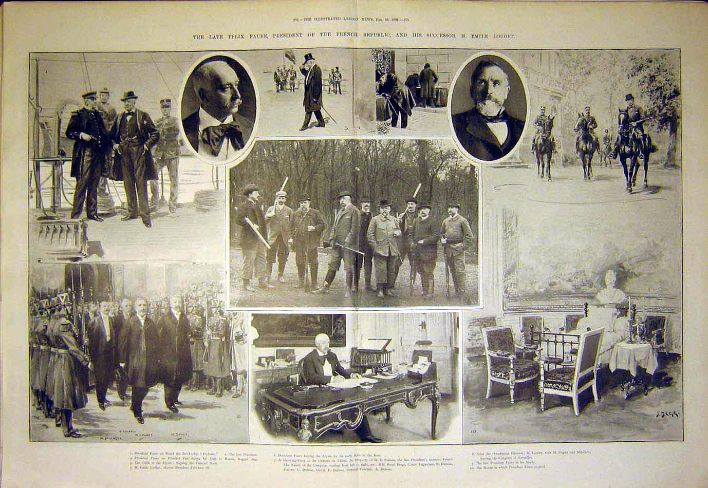 Original Old Antique Print Felix Faure President French Republic Loubert 1899