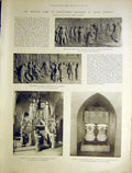 Original Old Antique Print Tomb Columbus Santo Domingo Panel Cathedral 1899 19th