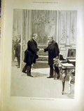 Original Old Antique Print Prince Wales President Loubet Visit 1899 Victorian