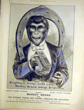 Original Old Antique Print Monkey Brand Soap Advert Horse Shoe Polish 1899 19th
