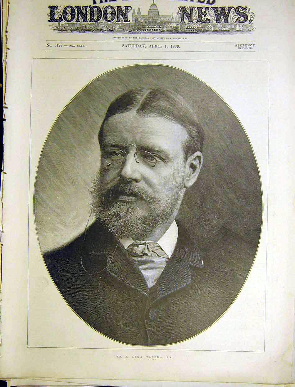 Original Old Antique Print Alma-Tadema Portrait 1899 19th Century