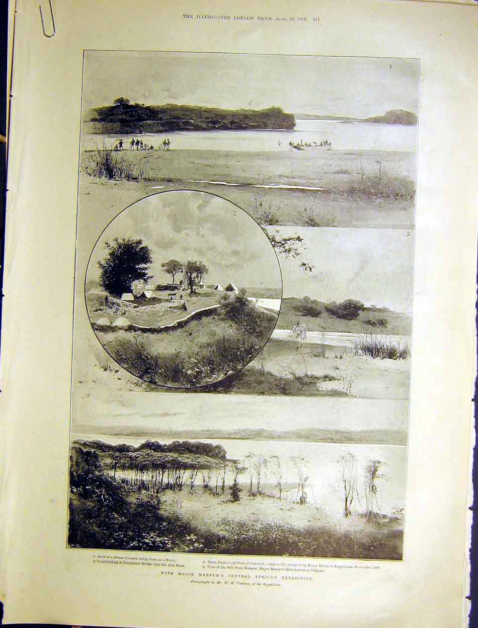 Old Antique Print African Expedition Martyr Marchand Arsenal Toulon 1899 19th