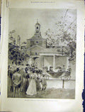 Original Old Antique Print Queen London Carriage Buckingham Palace Davis 1899