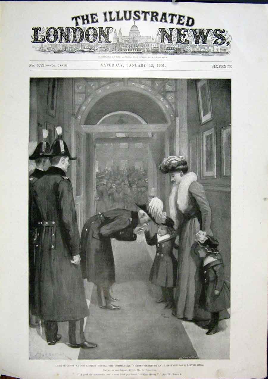 Original Old Antique Print Roberts London Hotel Settrington 1901 20th