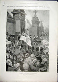 Original Old Antique Print Roberts London Buckingham Palace 1901 20th