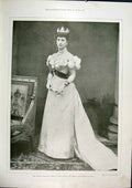 Original Old Antique Print Portrait Alexandra Queen Ireland India Britain