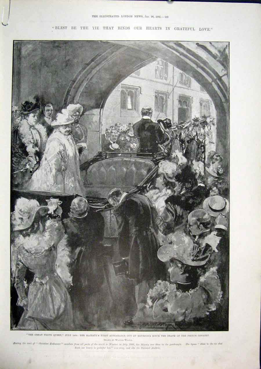Original Old Antique Print Queen Mourning Smith Winchester Balfour Osborne 1901