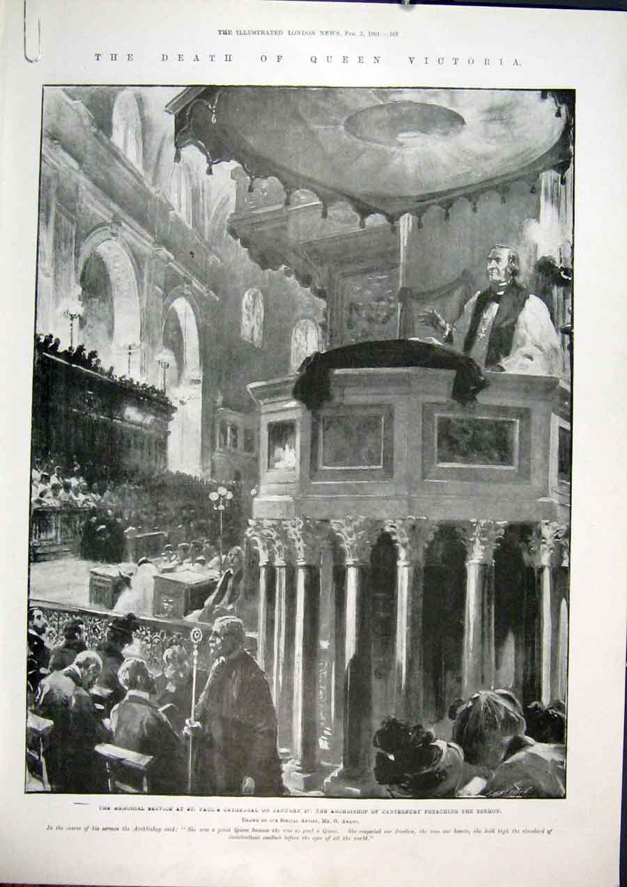 Old Antique Print Victoria Death Canterbury Cathedral Windsor Chapel 1901 20th