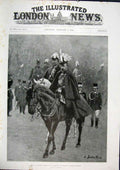 Original Old Antique Print Kaiser King German Emperor England 1901 Victorian
