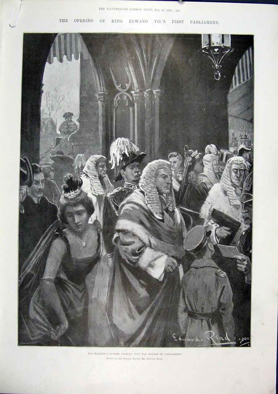 Old Antique Print Judges Houses Parliament Fawkes Westminster Palace 1901 20th