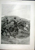 Original Old Antique Print Yeomanry Wet Convoy Horse Army Cavalry