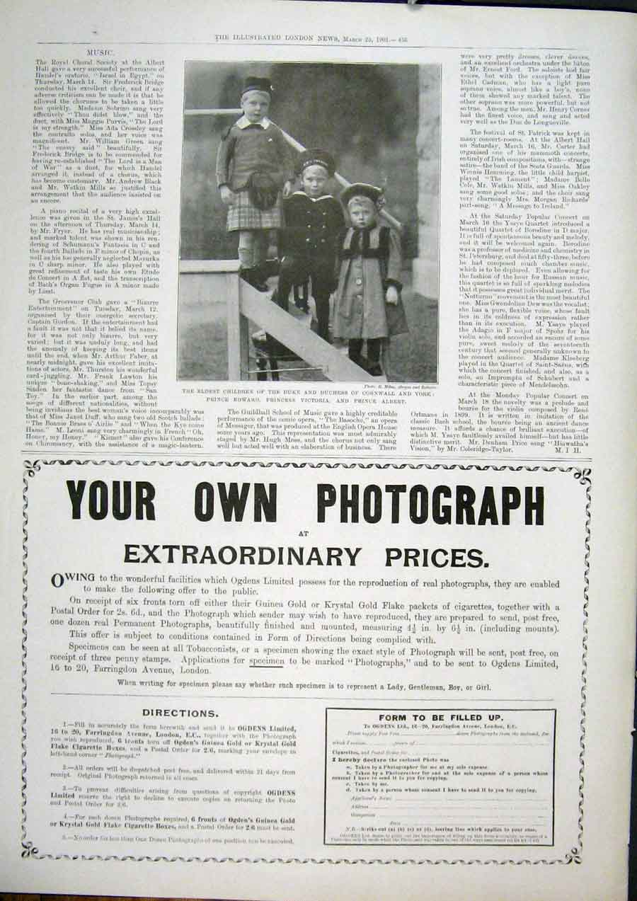 Original Old Antique Print Children Duke Cornwall Photograph Advert 1901 20th