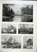 Old Antique Print Frogmore Windsor Castle Glasgow Exhibition Kelvingrove