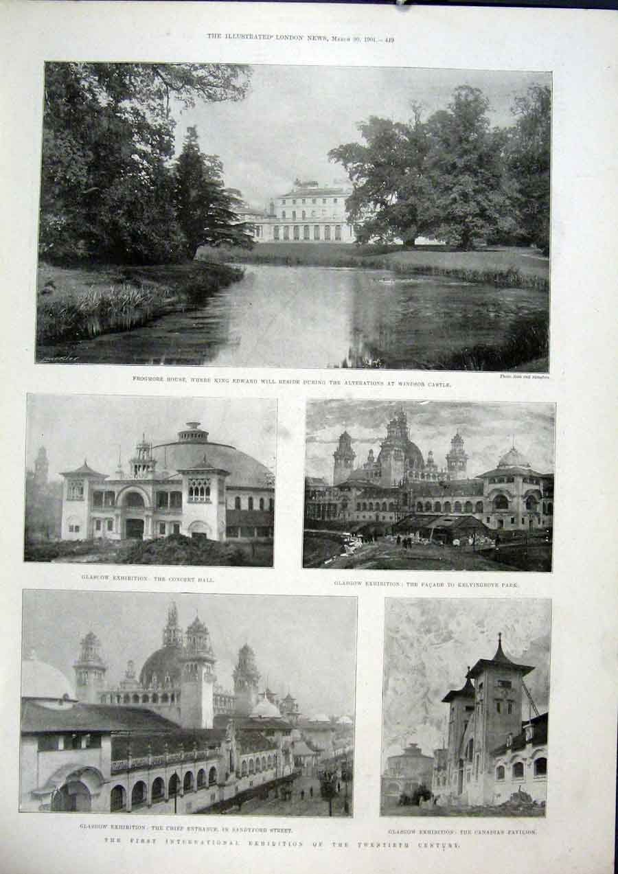 Old Antique Print Frogmore Windsor Castle Glasgow Exhibition Kelvingrove