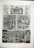 Original Old Antique Print Paris Exposition Beaux Arts Sculpture Art Gallery