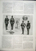 Original Old Antique Print Military Uniform German Service Army 1901 Victorian