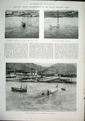 Original Old Antique Print Loubet Submarine Gustave Zede Gymnote Toulon 1901