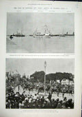 Original Old Antique Print Ophir Men-Of-War India Station Colombo Harbour Kandy