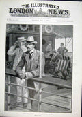 Original Old Antique Print Furlough Milner Ship Deck 1901 20th Century
