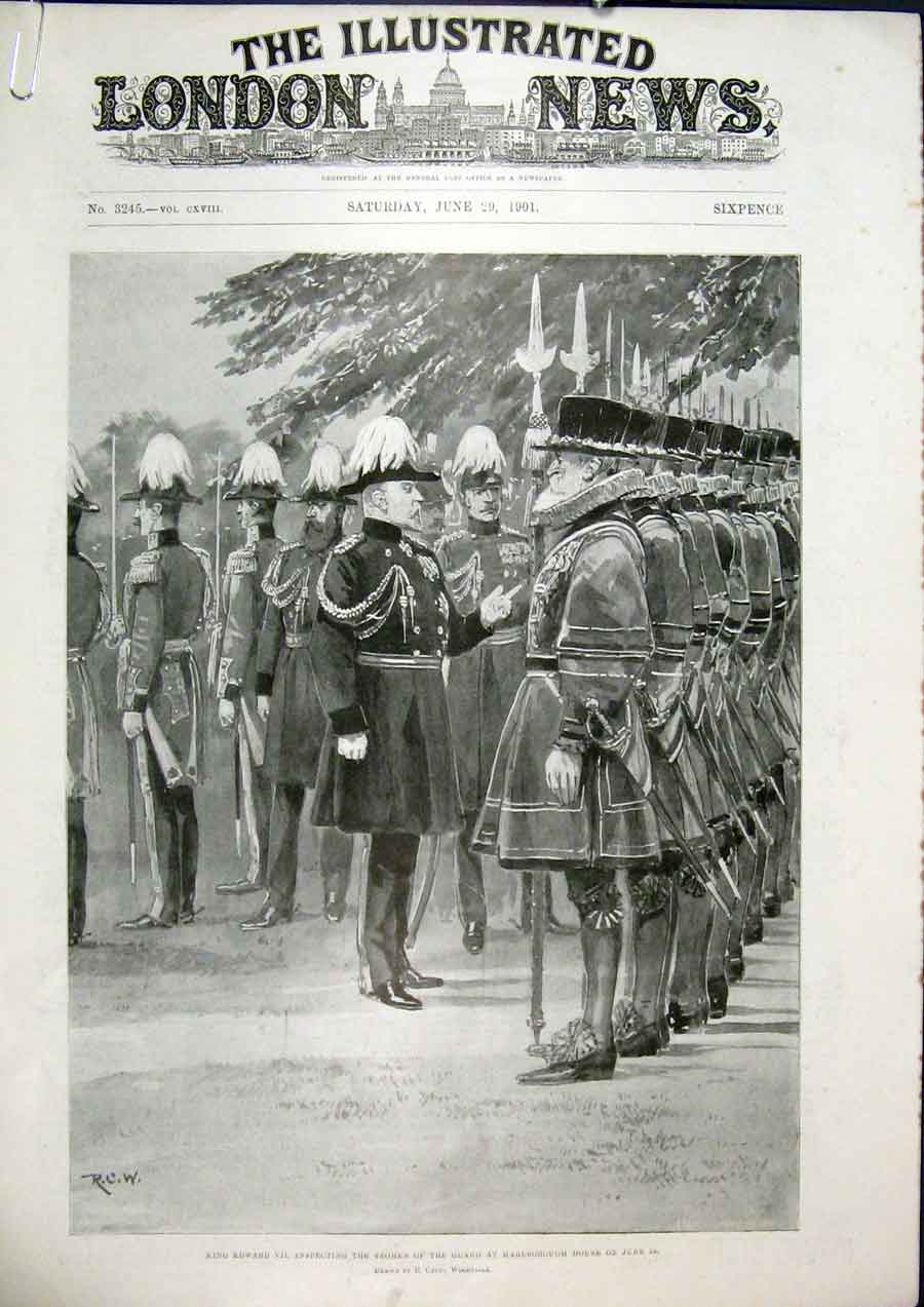 Original Old Antique Print Yeoman Marlborough Osborne London Alberta Yacht 1901