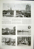 Old Antique Print Bismarck Statue Berlin Sandringham Paris Elysee Brazil