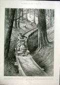 Old Antique Print Timber Flume Columbia Steel Combine Ingot Francisco Usa