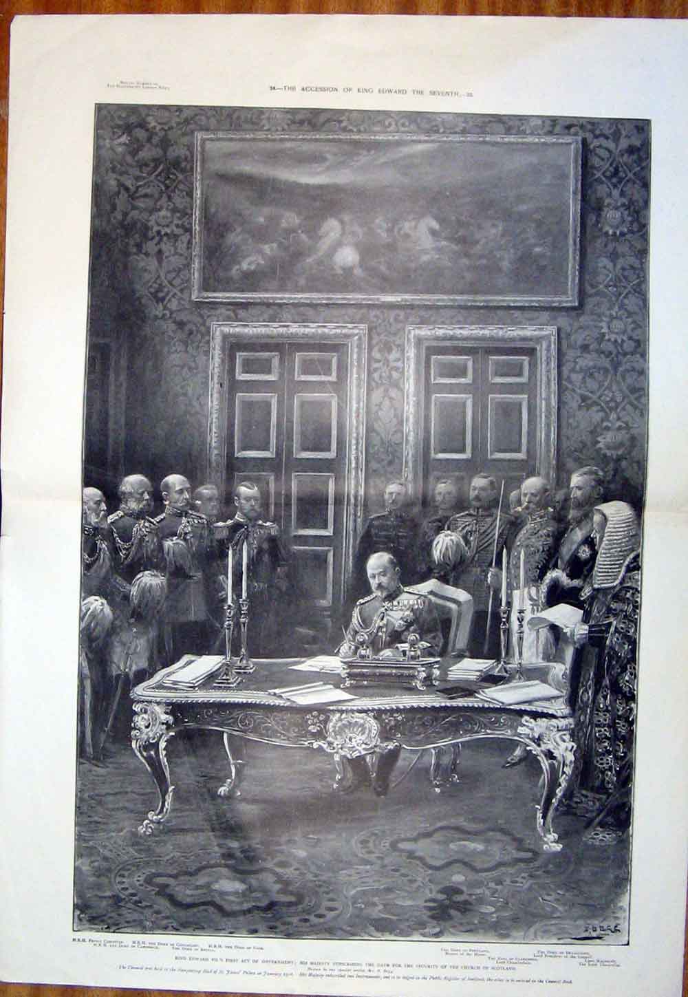 Original Old Antique Print Edward Governmetn Scotland Church Oath 1901 20th