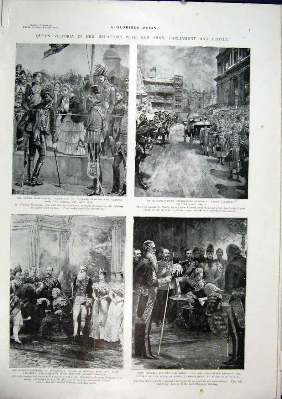 Old Antique Print Army Parliament People Kensington Wolbrook Norris 1901 20th