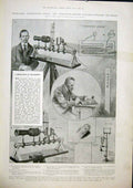 Old Antique Print Telegraph Armstrong Orling Electro Recorder Telegraphy