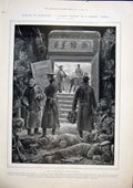 Original Old Antique Print Muscovy Mancuria Russian Bivouac Cossack Temple 1904