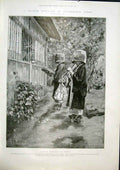 Original Old Antique Print Pilgrim Serenade Japan Nikko Minstrels 1904 20th