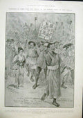 Original Old Antique Print Tokio Port Arthur Japan Procession Russo Japanese War