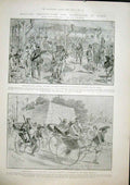 Original Old Antique Print Tokio Tokoyo Japan Infantry Jinricksha Japanese Army