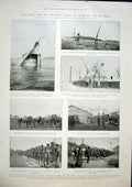 Original Old Antique Print Chempulpo Japan Korietz Sungari Ship Aoyama Infantry