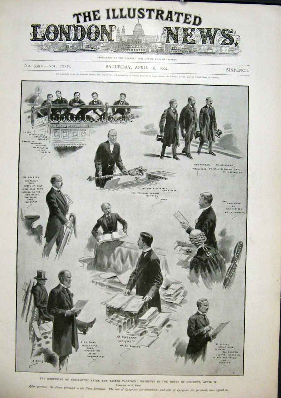 Original Old Antique Print Parliament House Commons London England Begg 1904