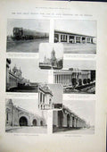 Original Old Antique Print St Louis Exhibition World Fair Palace Transportation