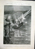 Original Old Antique Print Makaroff Japanese Russian War Togo Port Arthur Ships