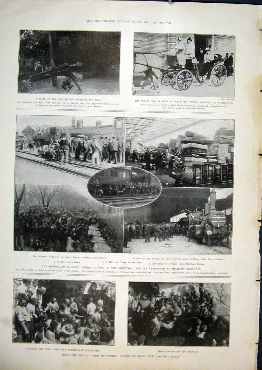 Old Antique Print Boers Loius Exhibition Castle Railway Strike India 1904 20th