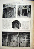Old Antique Print Buddhist Monasteries Tibet Monastary Altar Chapel Abbot
