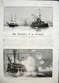 Original Old Antique Print Ironclad Ship Navla Navy Garbett Wilkinson Hms 1904