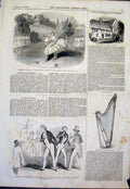 Original Old Antique Print Theatre Opera Haymarket Harp Bishop Latimer 1843 19th