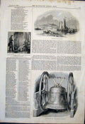 Old Antique Print Boulogne Harbour France Monster Bell Montreal Cathedral