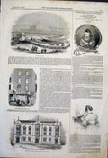 Original Old Antique Print Boulogne Races Fire Fetter Lane Birmingham 1843 19th