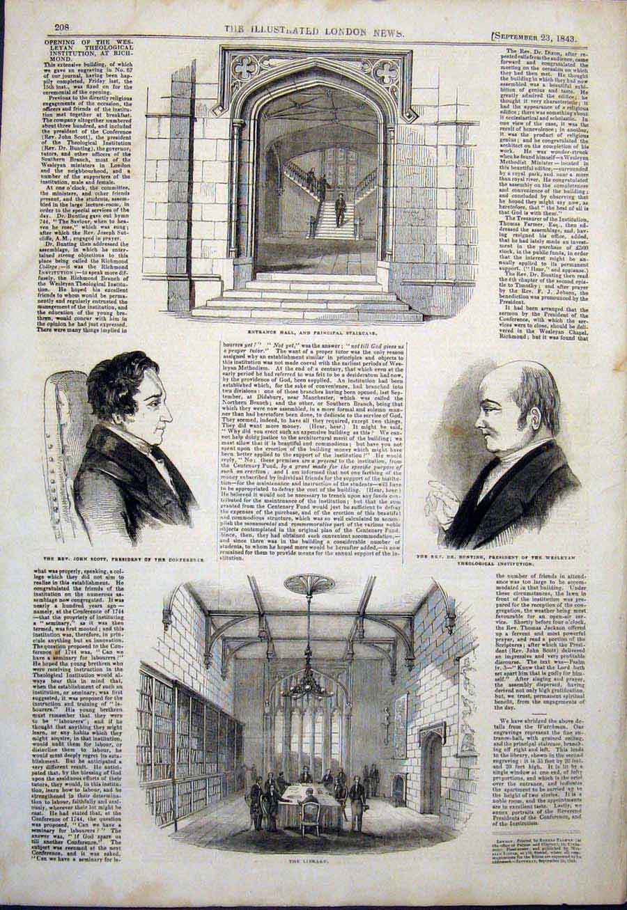 Old Antique Print Library Scott Bunting Wesleyan Theological Institution