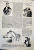 Old Antique Print Portrait Wood Behnes Sculp Horse Head Queen Beauty 1843 19th